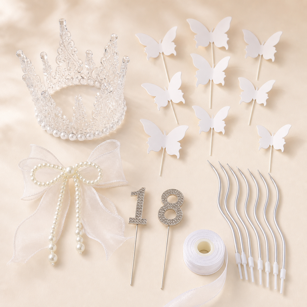 Fairy Crown Cake Decoration Kit — Crystal & Pearl Edition