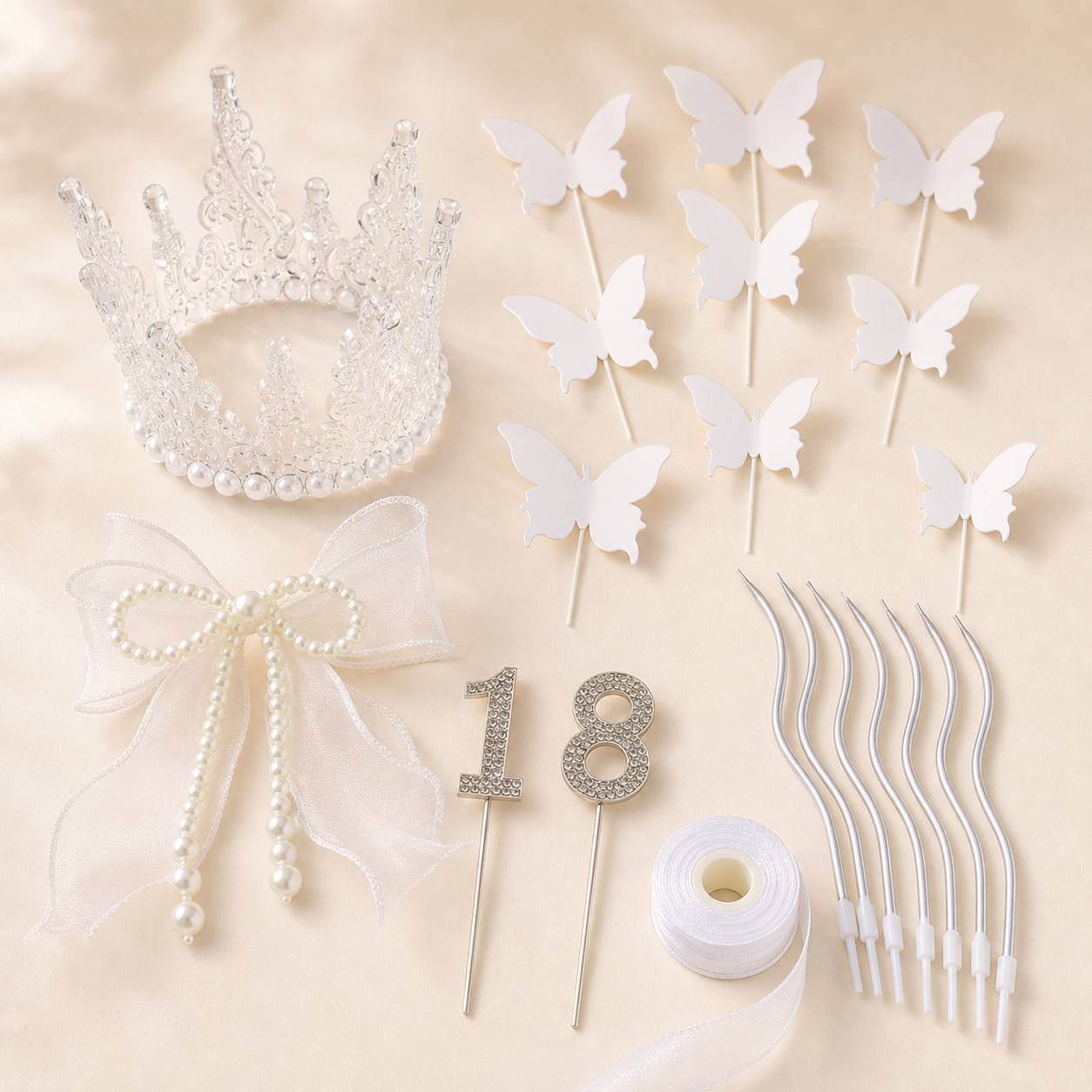 Fairy Crown Cake Decoration Kit — Crystal & Pearl Edition