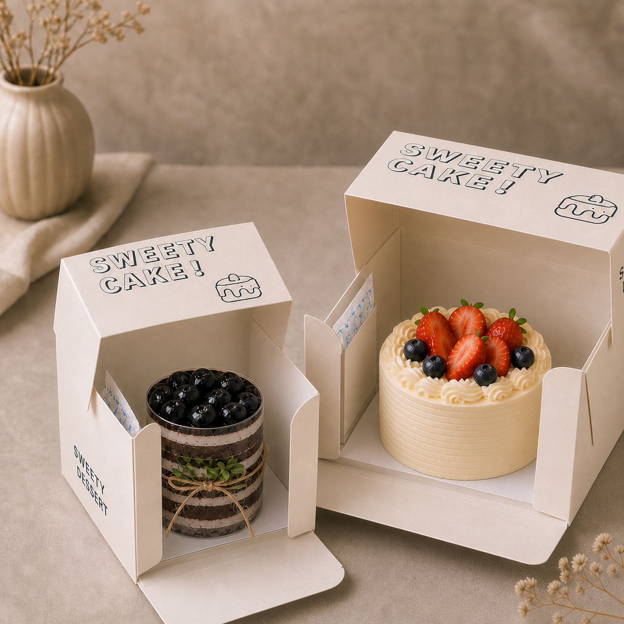 White Paperboard Cake Box