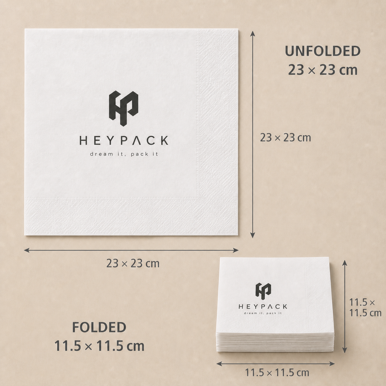 Custom Wood-Pulp Paper Napkin — 02 size 23x23 white heypack