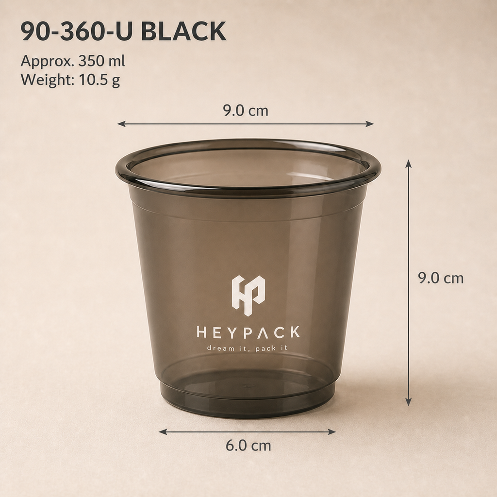 Smoke-Black Plastic Cold Cup — 02 size 90 360u black 350ml heypack white