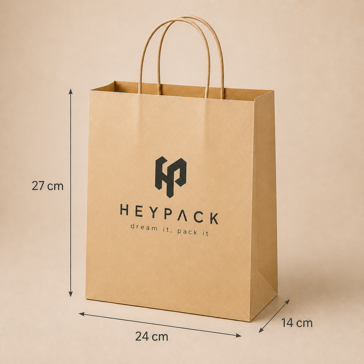 Round Cord Handle Paper Carrier Bag — 02 size no11 24x14x27cm heypack