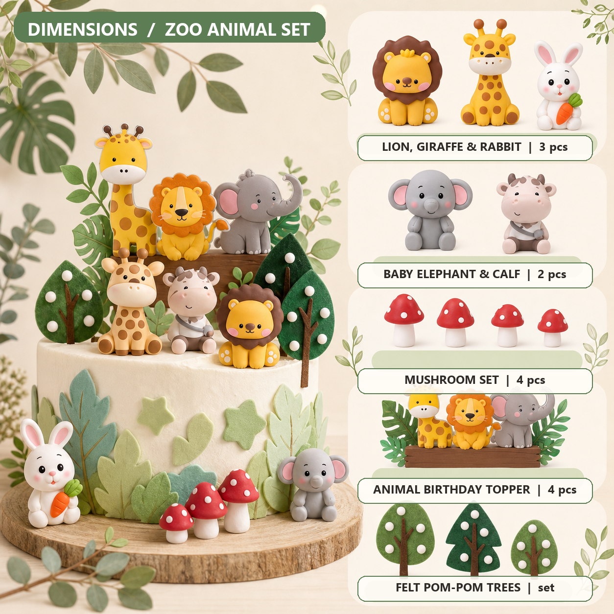 Zoo Crew Cake Decoration Kit — Woodland Animals Edition