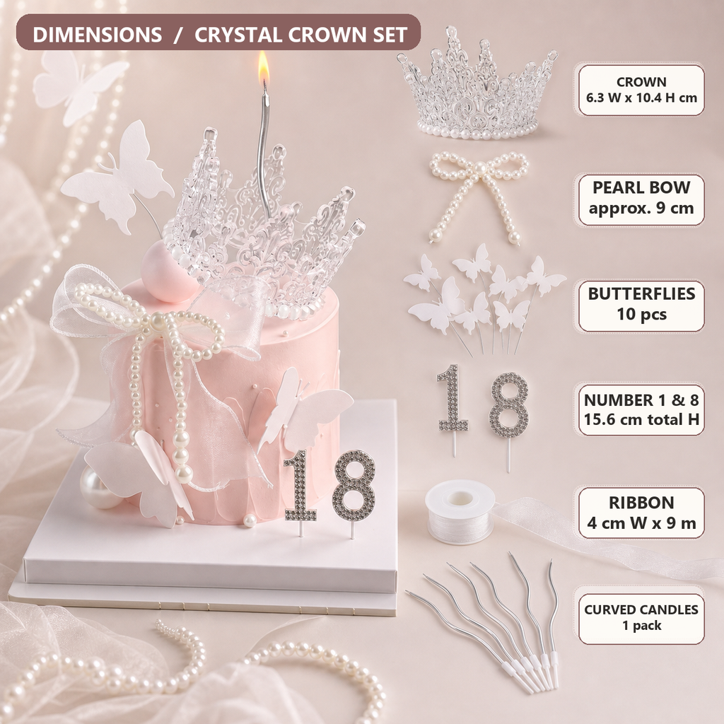 Fairy Crown Cake Decoration Kit — Crystal & Pearl Edition