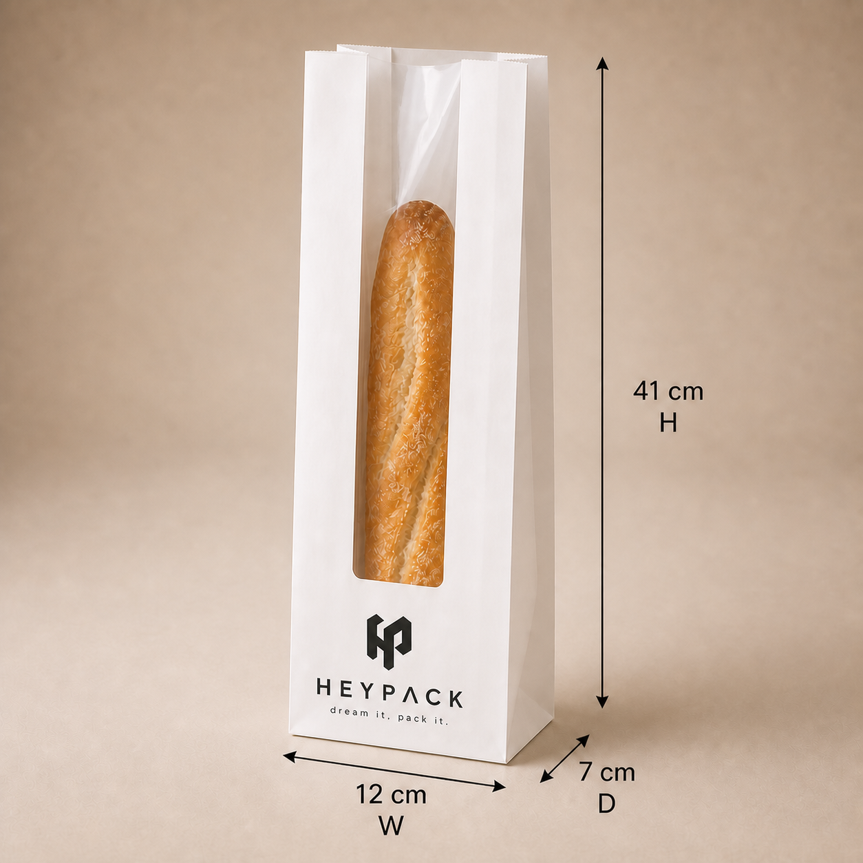 Window Bread Bag — 03 size 12x7x41cm baguette heypack v1
