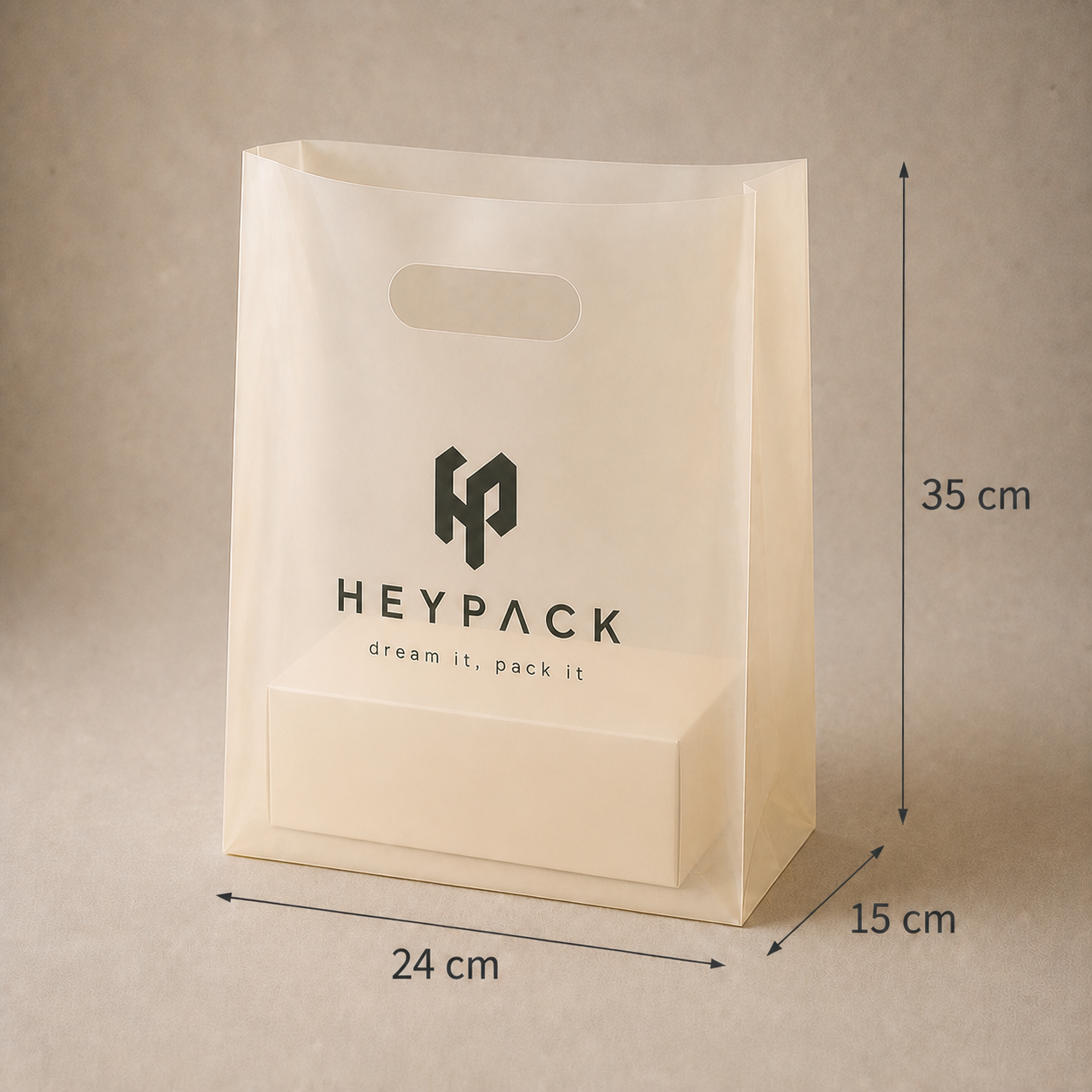Die-Cut Handle Plastic Carrier Bag — 03 size 24x15x35cm heypack v2