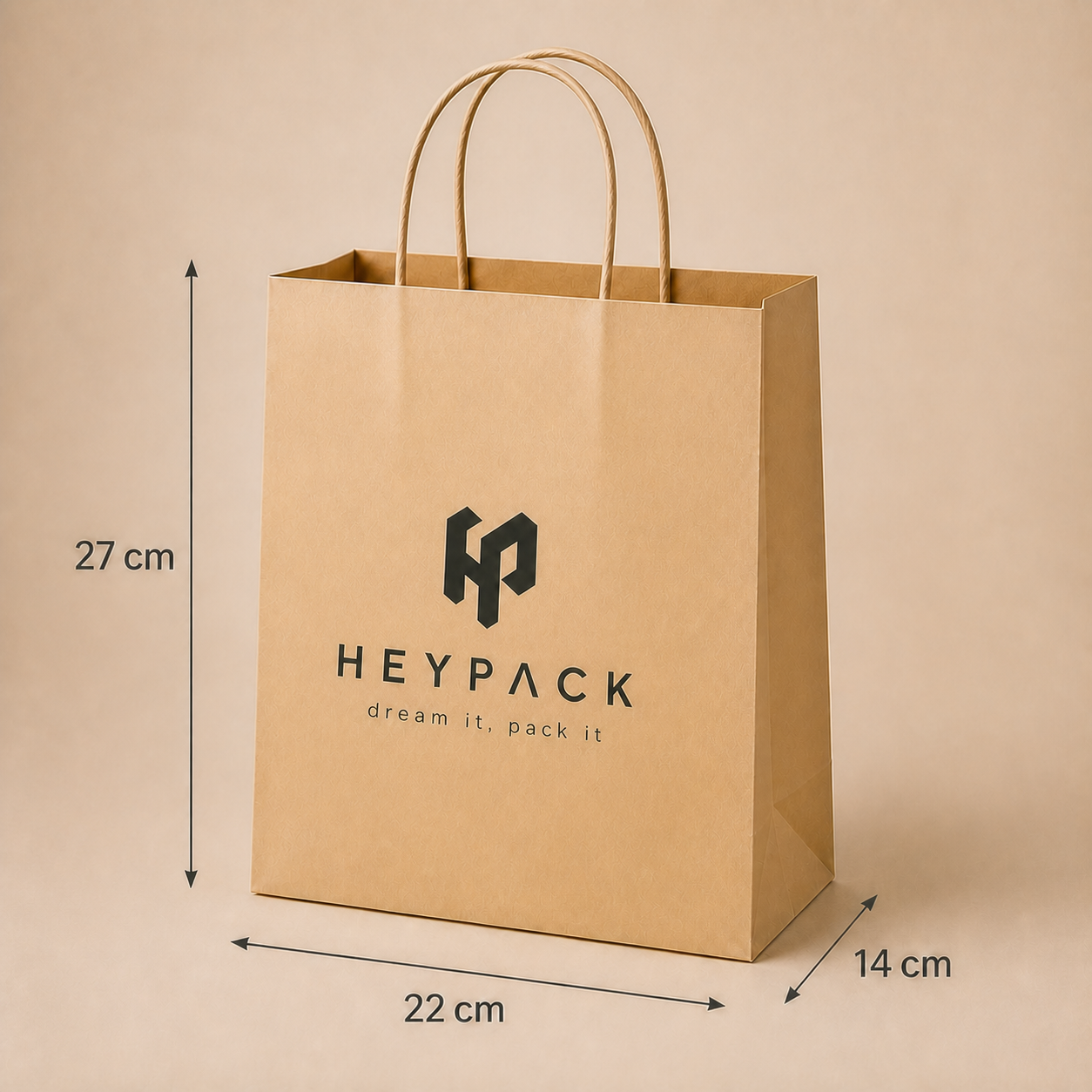 Round Cord Handle Paper Carrier Bag — 03 size no37 22x14x27cm heypack