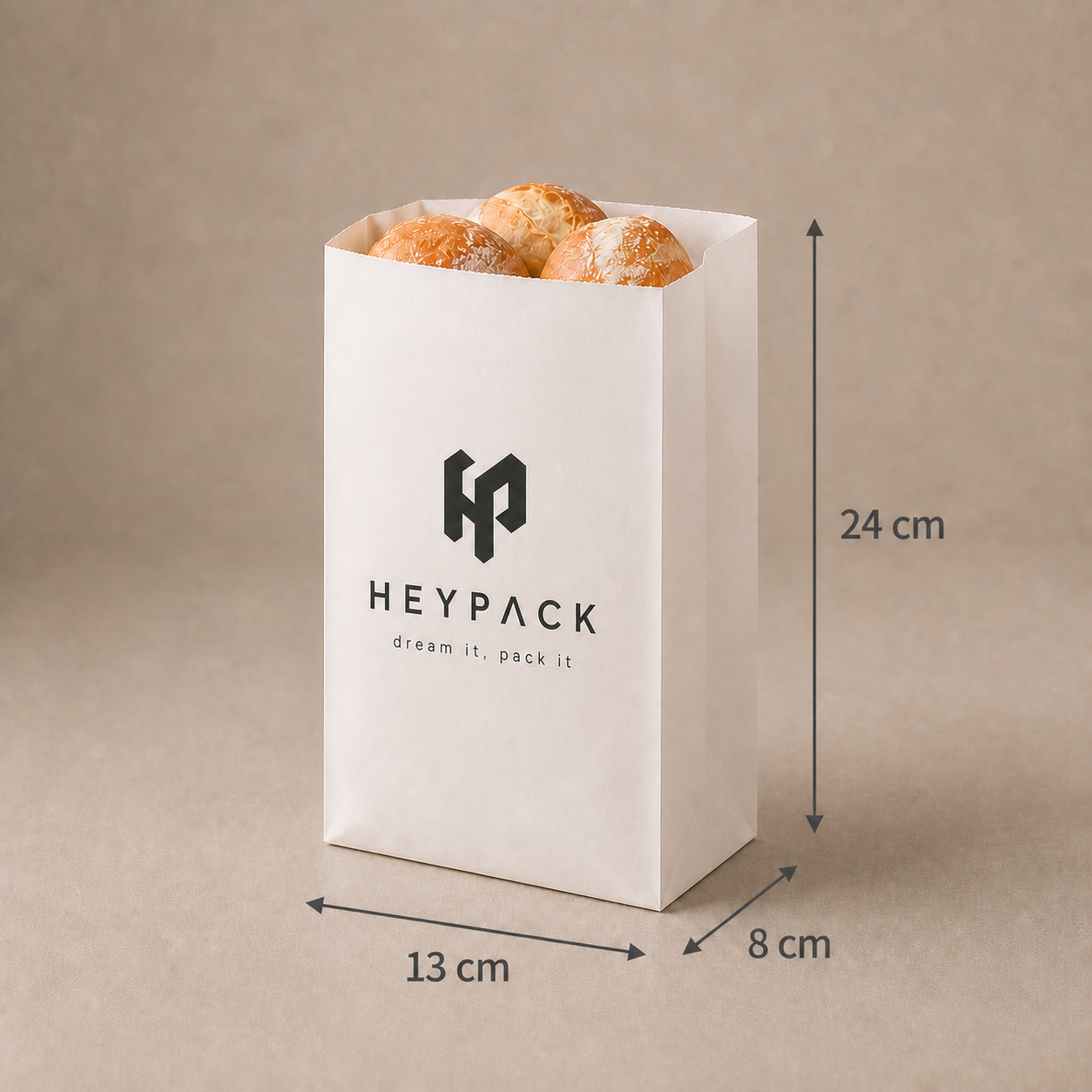 70gsm Kraft SOS Bakery Bag — 03 size no4 13x8x24cm heypack v1