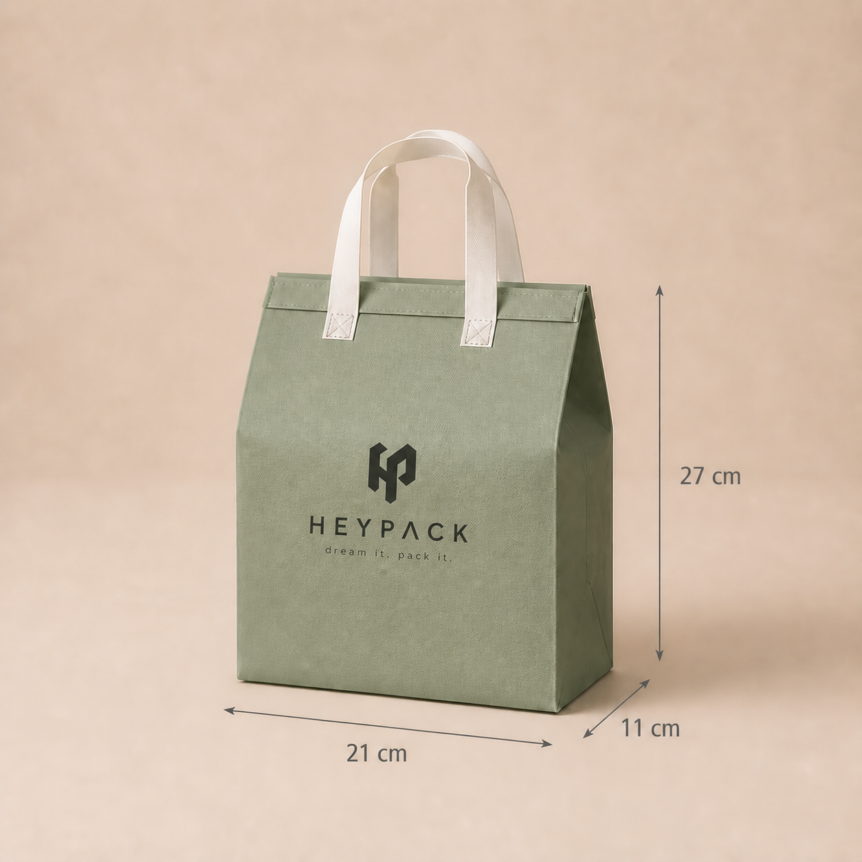 Foil-Lined Non-Woven Insulated Takeaway Bag — 03 size regular double 21x11x27cm heypack v1