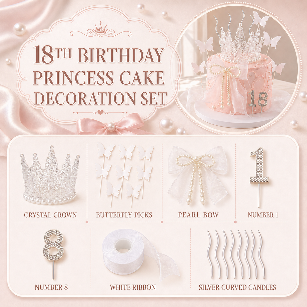 Fairy Crown Cake Decoration Kit — Crystal & Pearl Edition