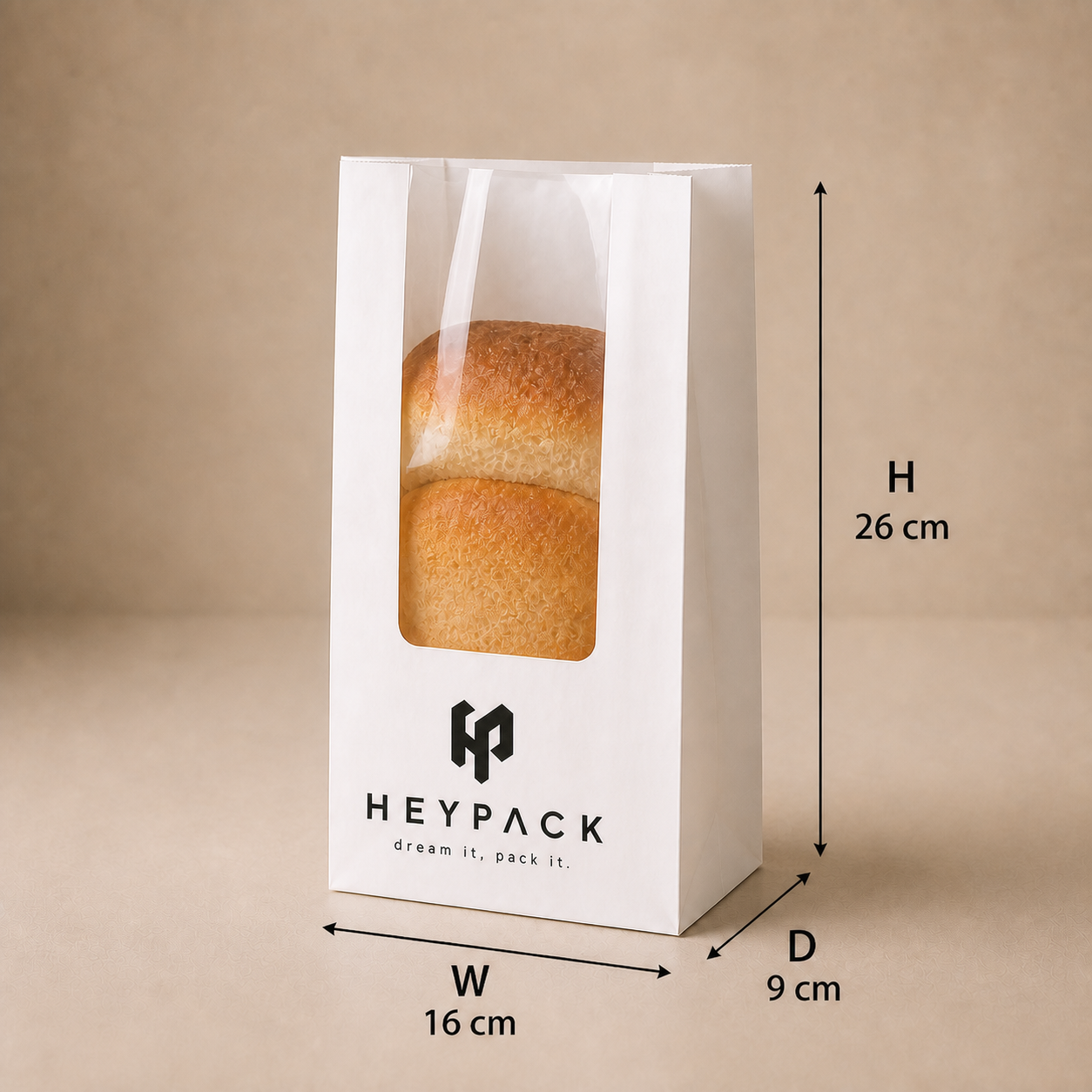 Window Bread Bag — 04 size 16x9x26cm rolls heypack v1