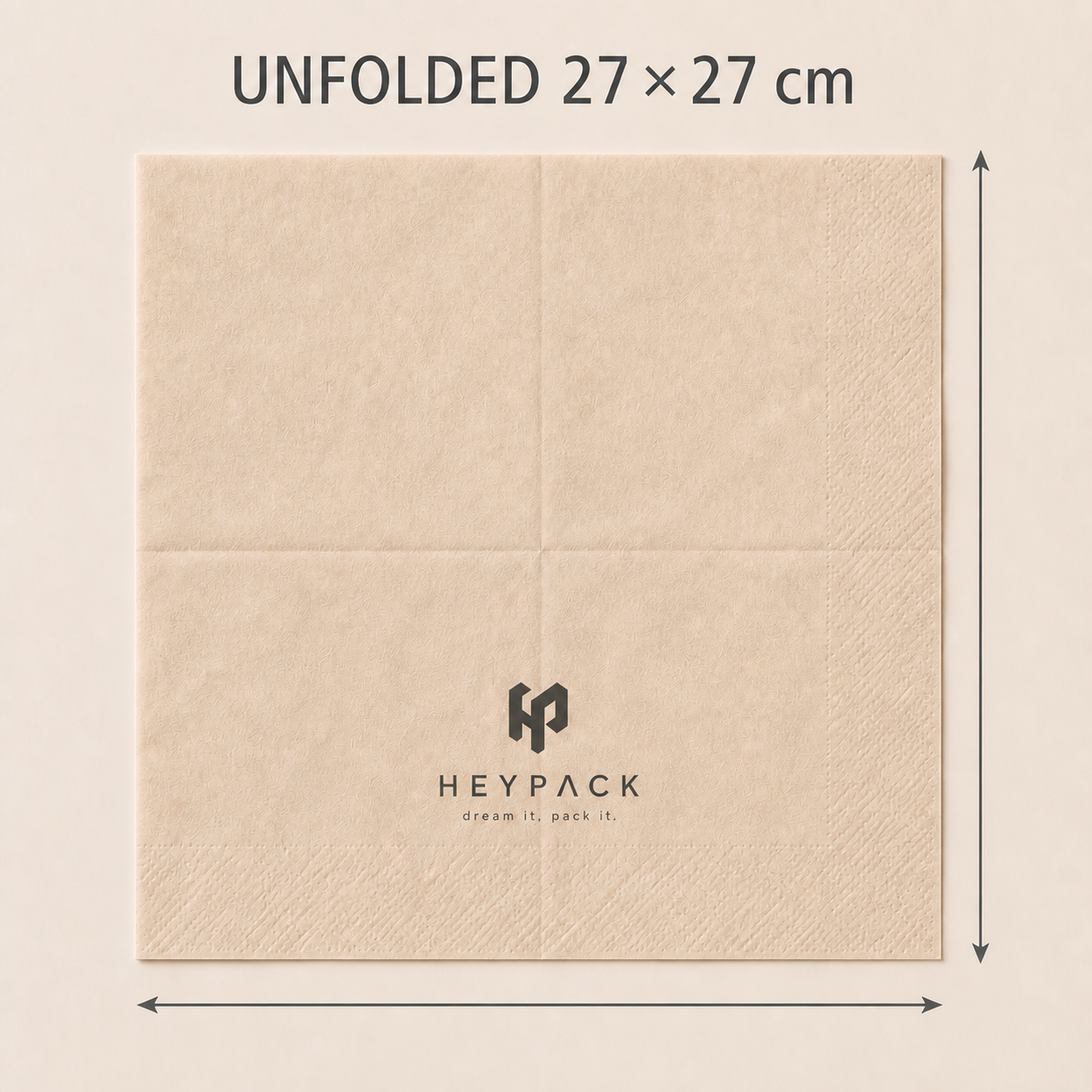 Custom Wood-Pulp Paper Napkin — 04 size 27x27 natural heypack