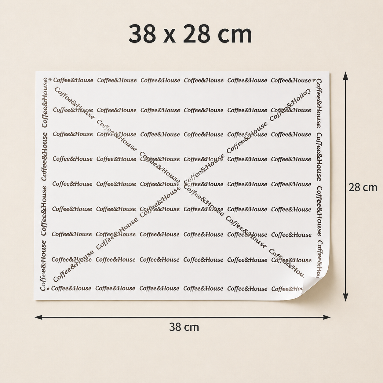 40gsm coated food wrapping paper, 38 × 28 cm size guide