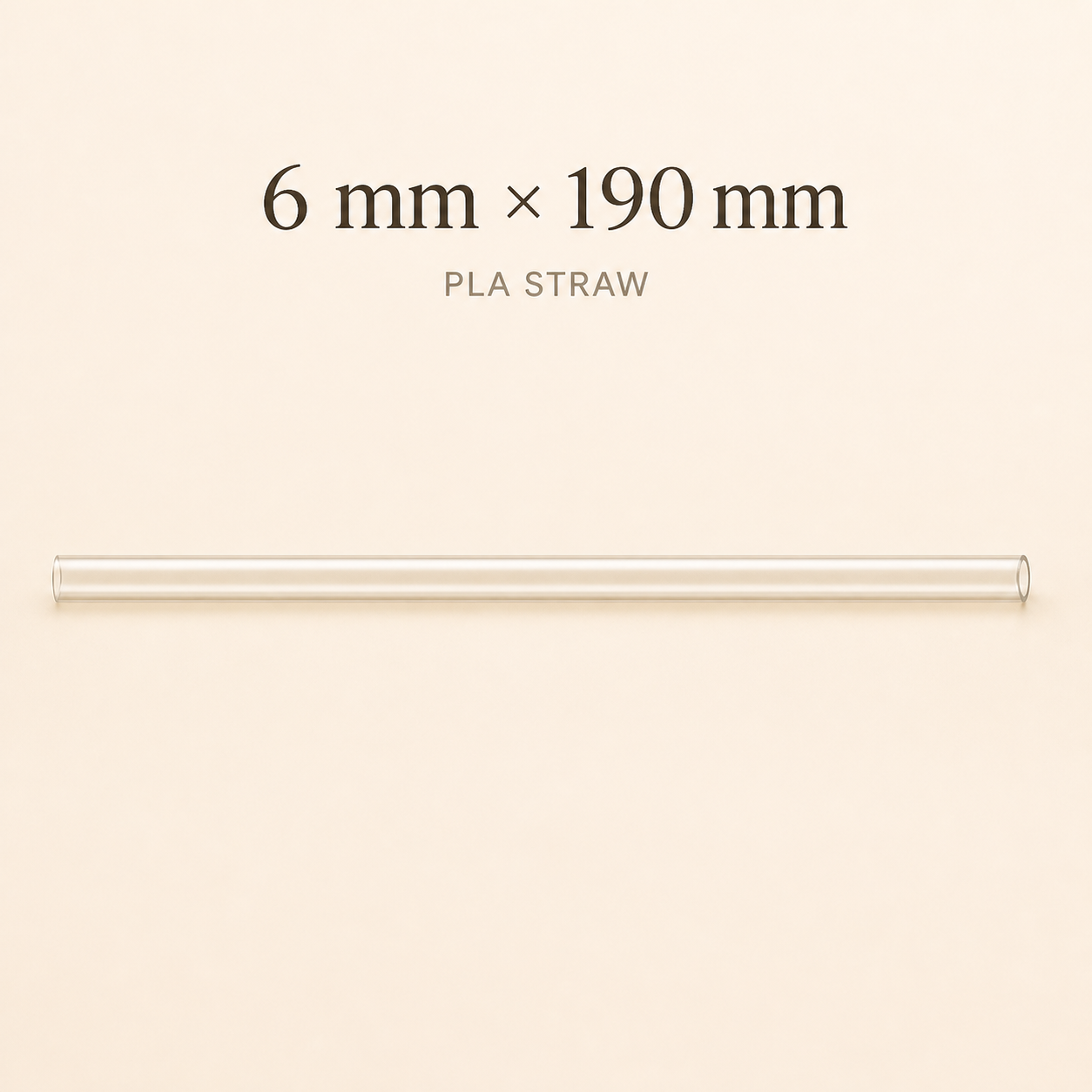 PLA straw, 6 mm × 190 mm standard size guide