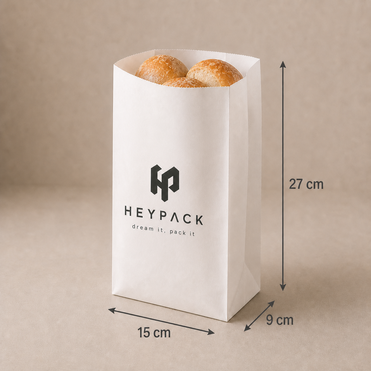 70gsm Kraft SOS Bakery Bag — 04 size no6 15x9x27cm heypack v1