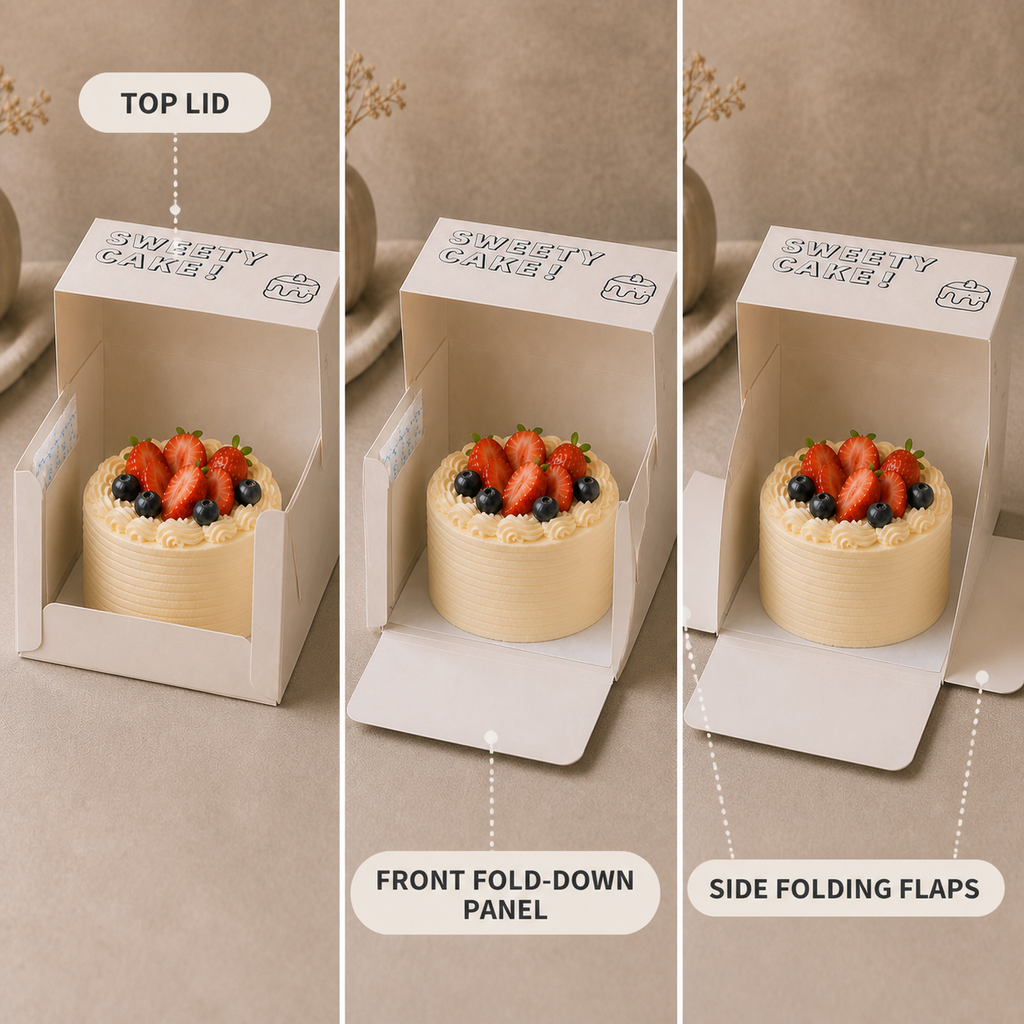 White Paperboard Cake Box — 05 detail folding construction
