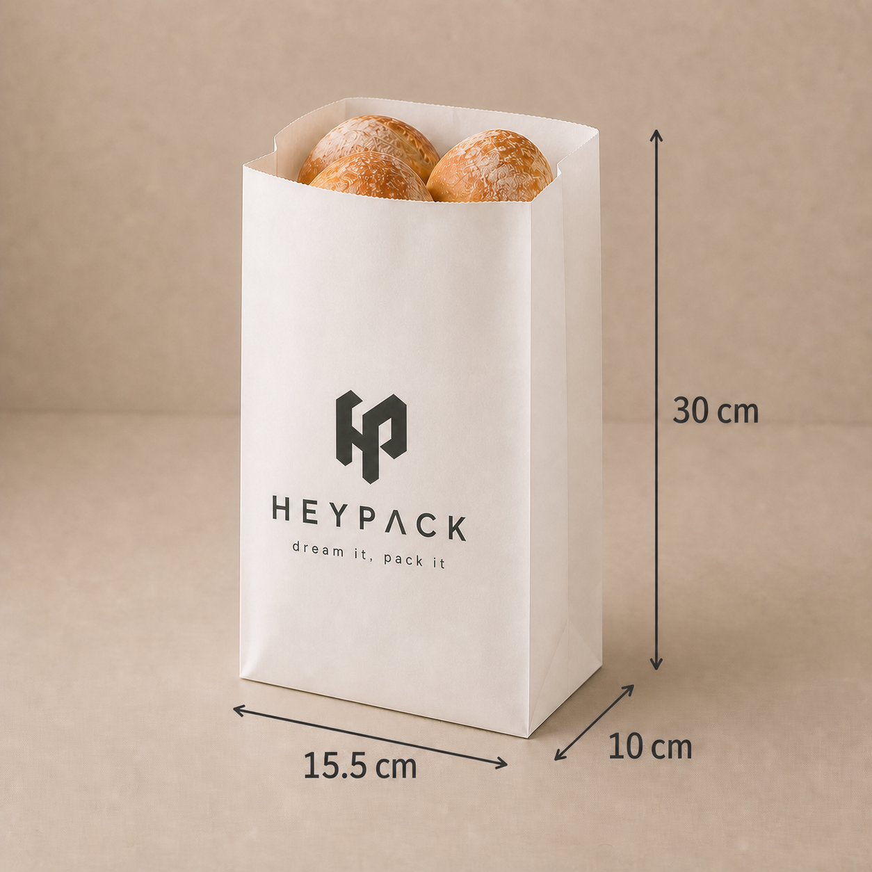 70gsm Kraft SOS Bakery Bag — 05 size no8 15.5x10x30cm heypack v1