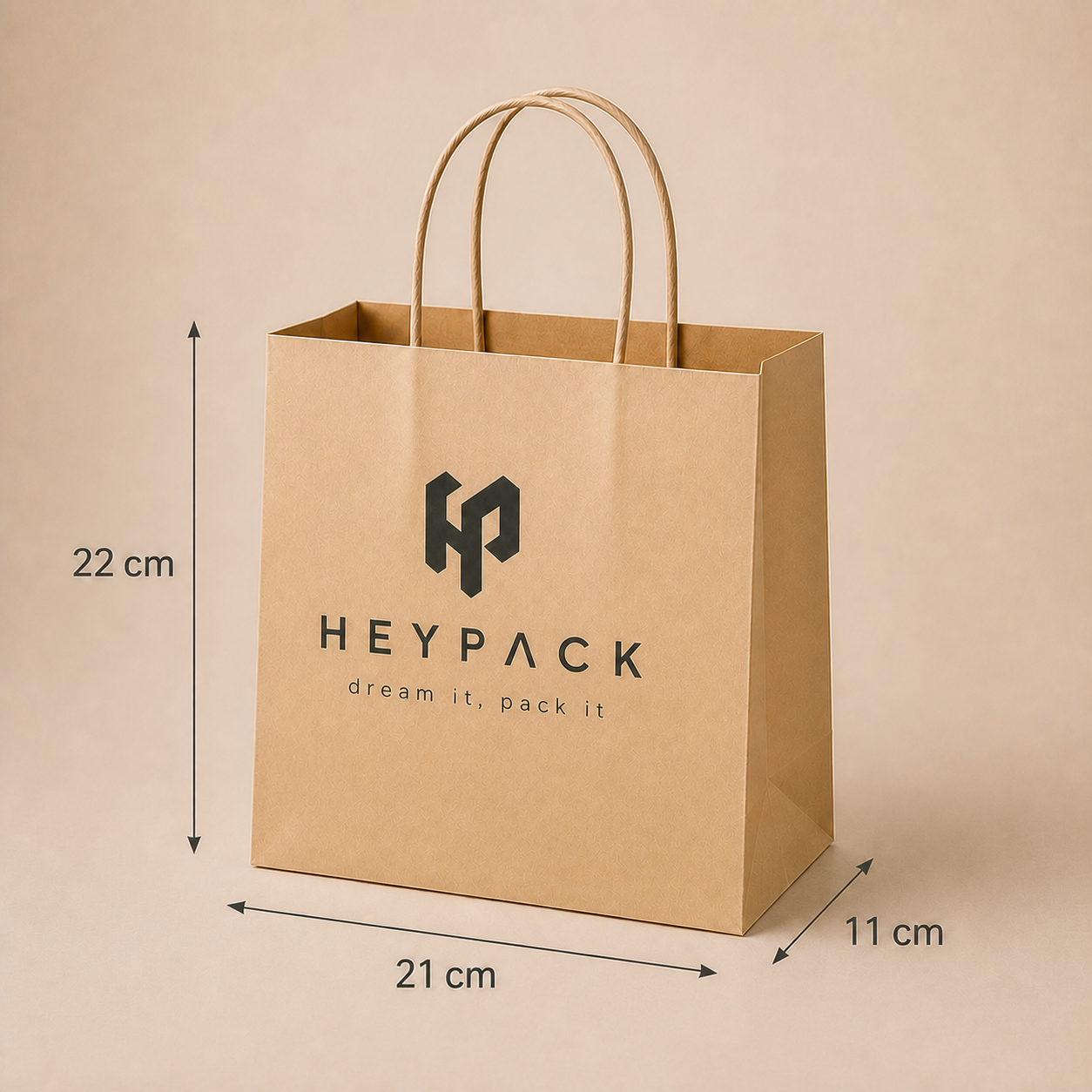 Round Cord Handle Paper Carrier Bag — 05 size no8 21x11x22cm heypack
