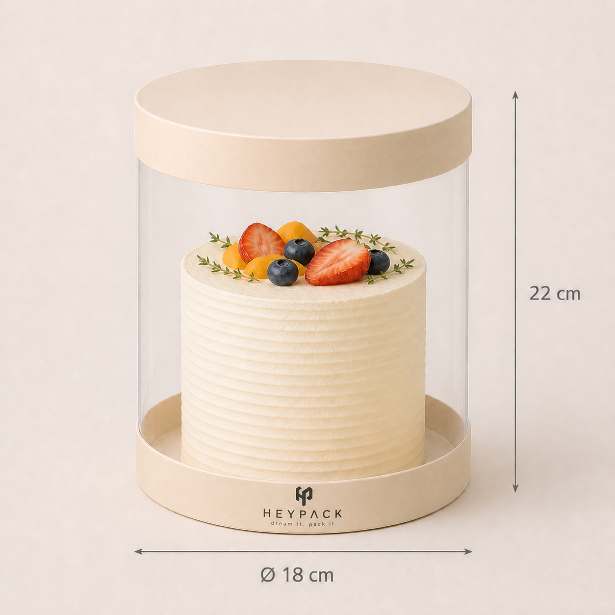 Round Clear Cake Box — 05 size round double dia18x22cm with cake heypack