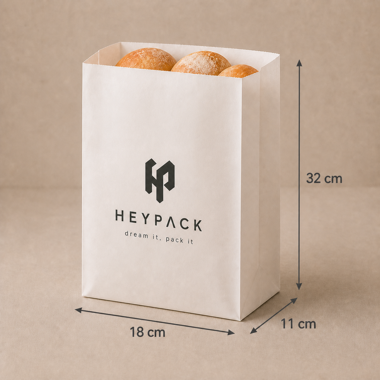 70gsm Kraft SOS Bakery Bag — 06 size no12 18x11x32cm heypack v1