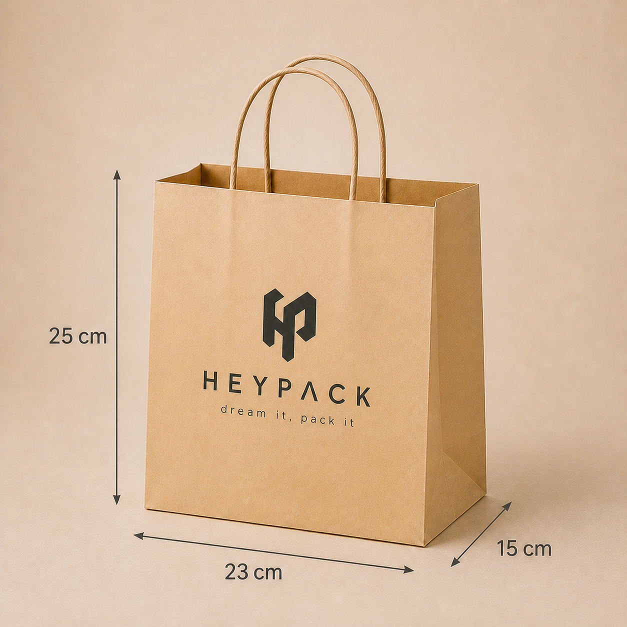 Round Cord Handle Paper Carrier Bag — 06 size no9 23x15x25cm heypack