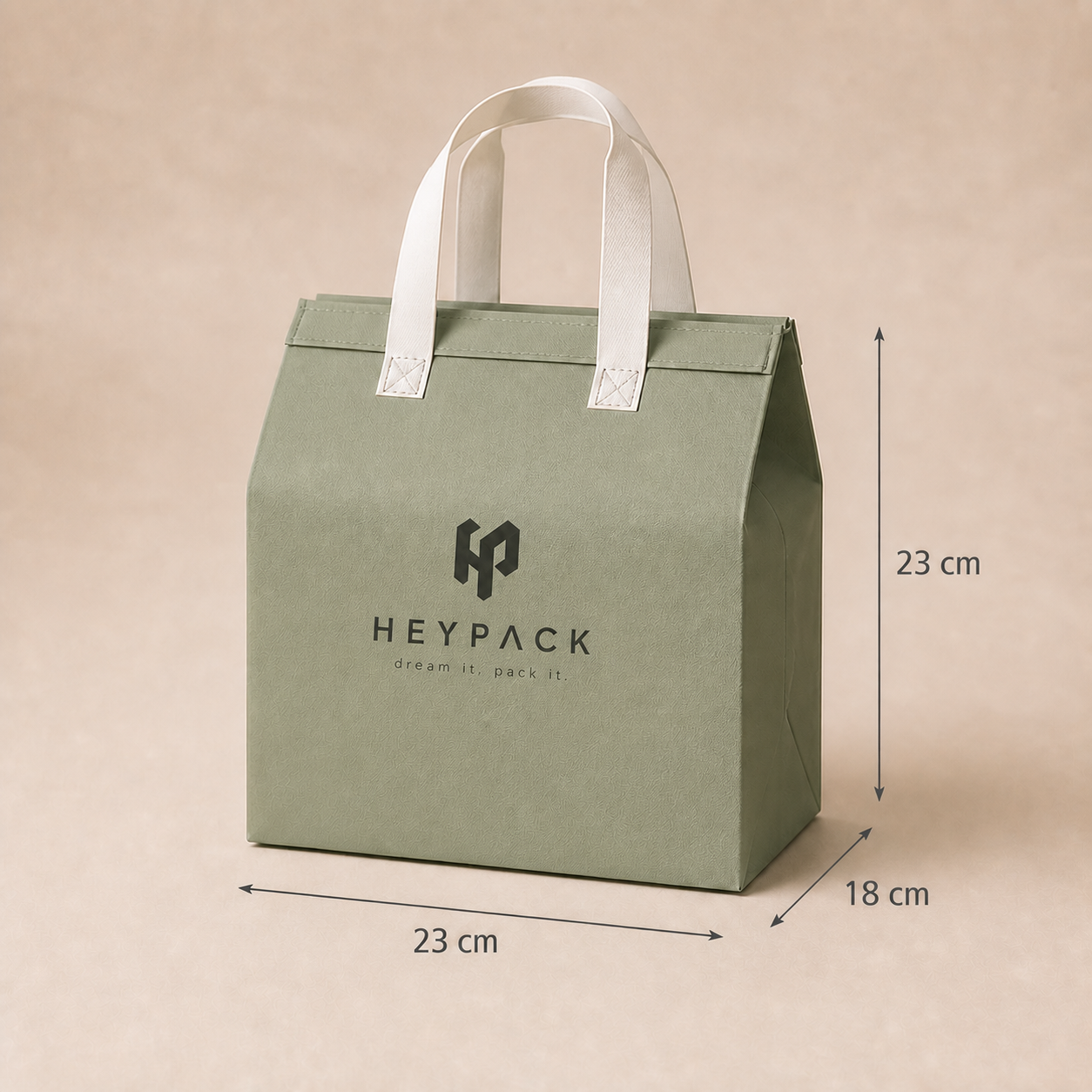 Foil-Lined Non-Woven Insulated Takeaway Bag — 06 size regular four cup 23x18x23cm heypack v1