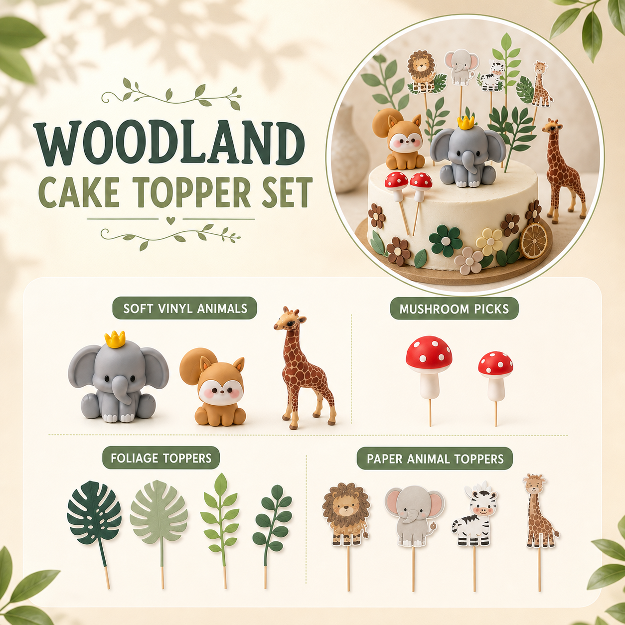 Wild Safari Cake Decoration Kit — Soft Clay Animals Edition