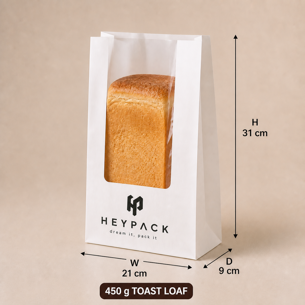 Window Bread Bag — 07 size 21x9x31cm 450g toast loaf heypack v1