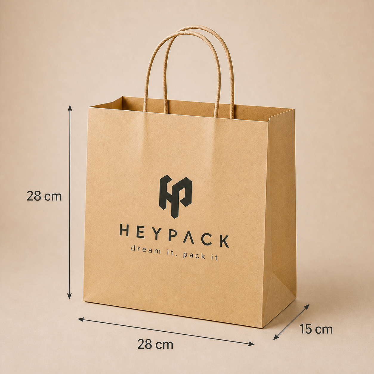 Round Cord Handle Paper Carrier Bag — 07 size no2 28x15x28cm heypack