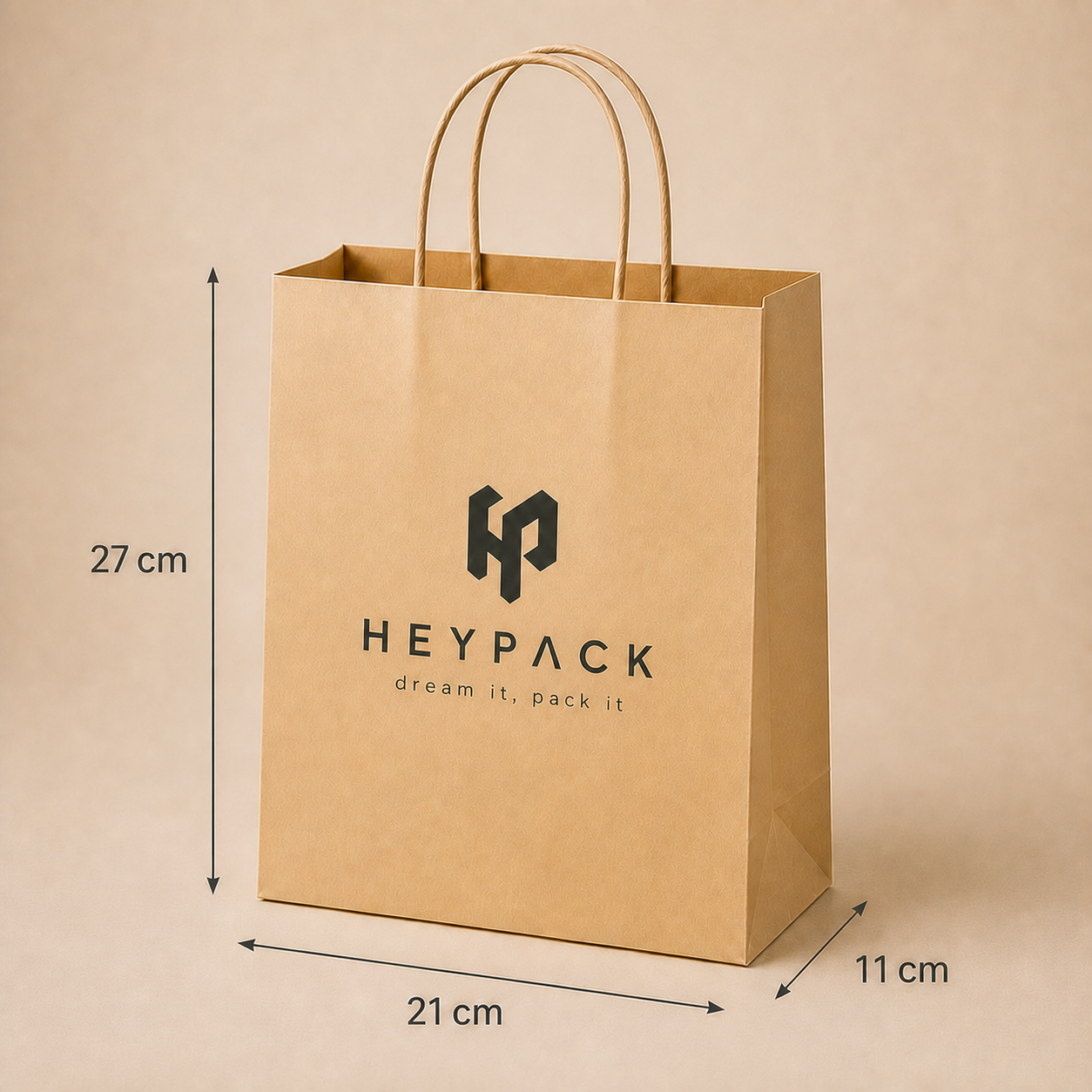 Round Cord Handle Paper Carrier Bag — 08 size no1 21x11x27cm heypack