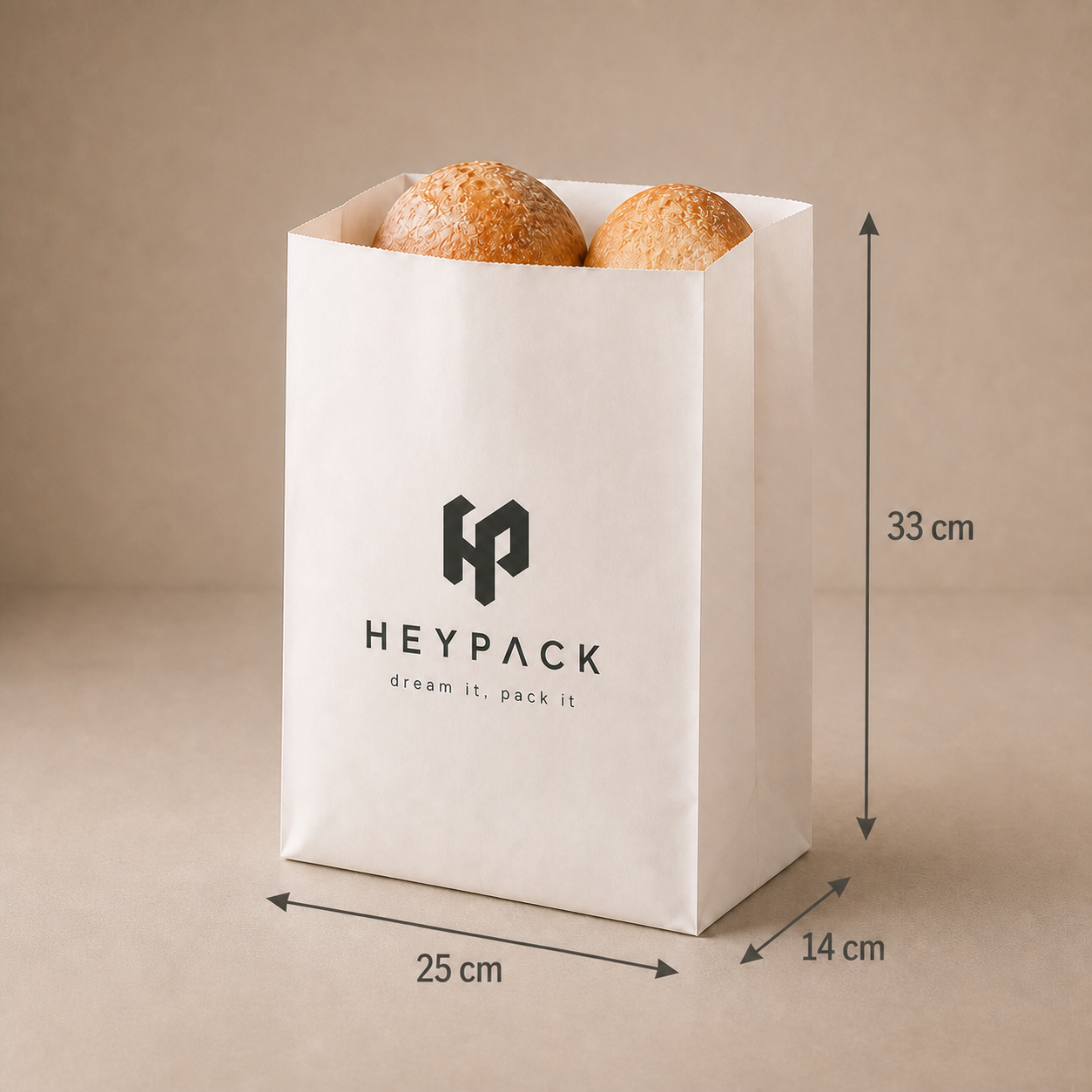 70gsm Kraft SOS Bakery Bag — 08 size no16 25x14x33cm heypack v1
