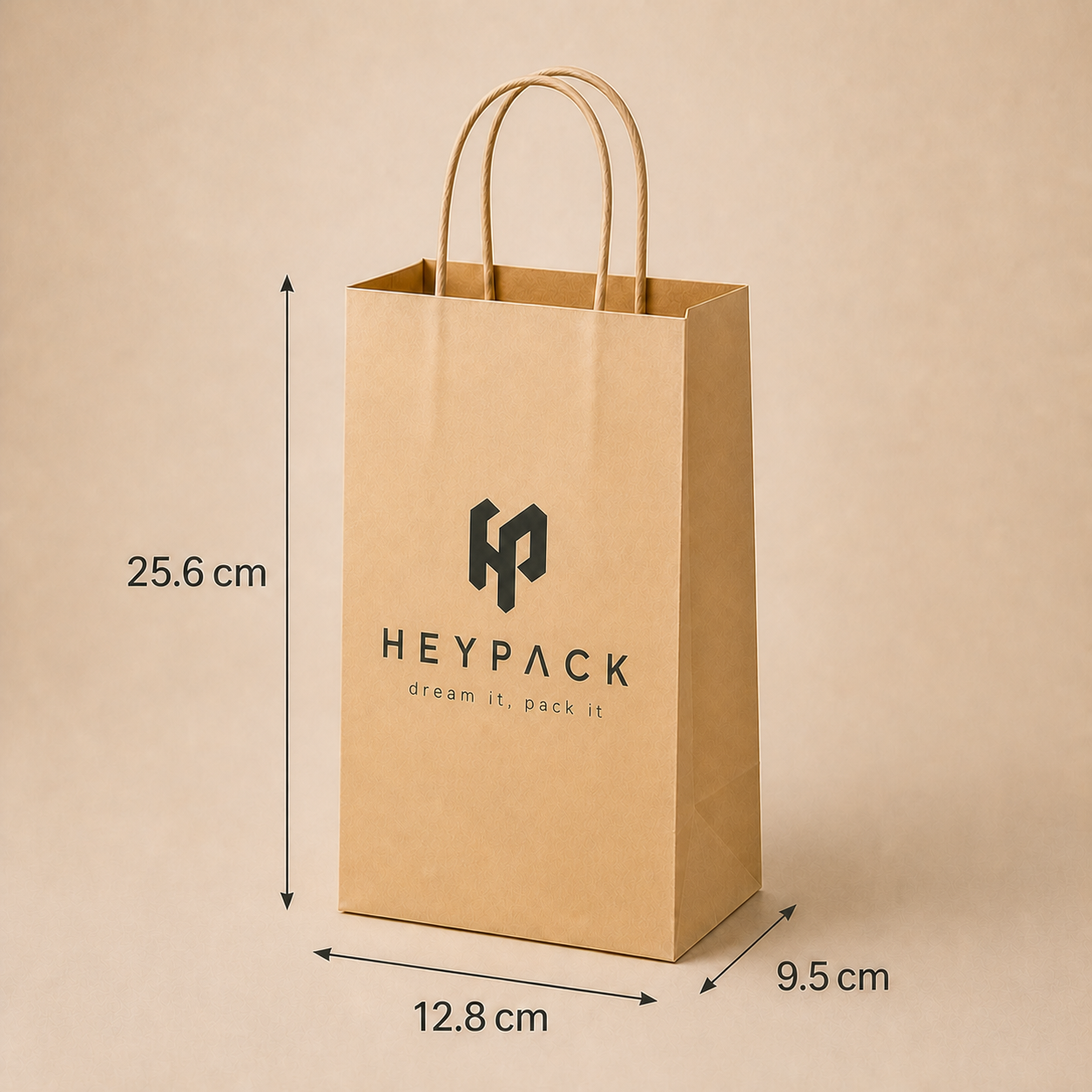 Round Cord Handle Paper Carrier Bag — 09 size no10 12.8x9.5x25.6cm heypack