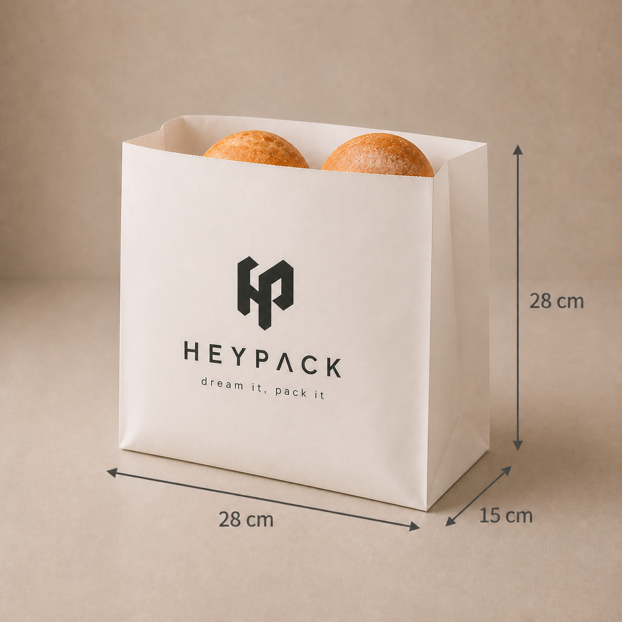 70gsm Kraft SOS Bakery Bag — 09 size no17 28x15x28cm heypack v1