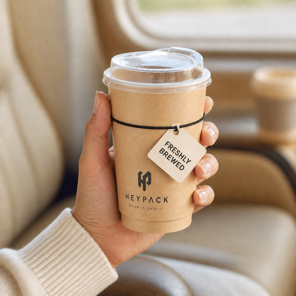 Double-Wall Paper Cup — 10 application 12oz clear lid heypack