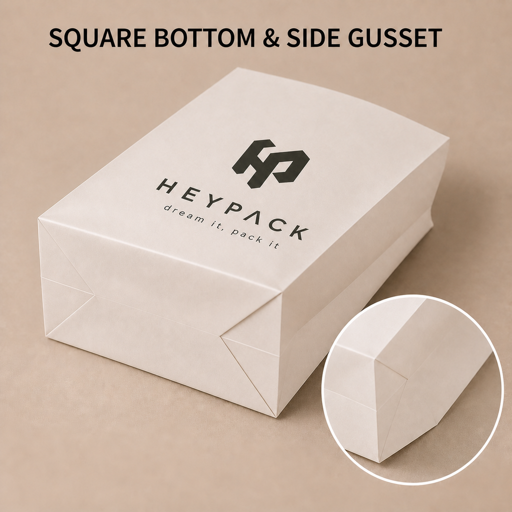 70gsm Kraft SOS Bakery Bag — 10 detail square bottom side gusset heypack v1