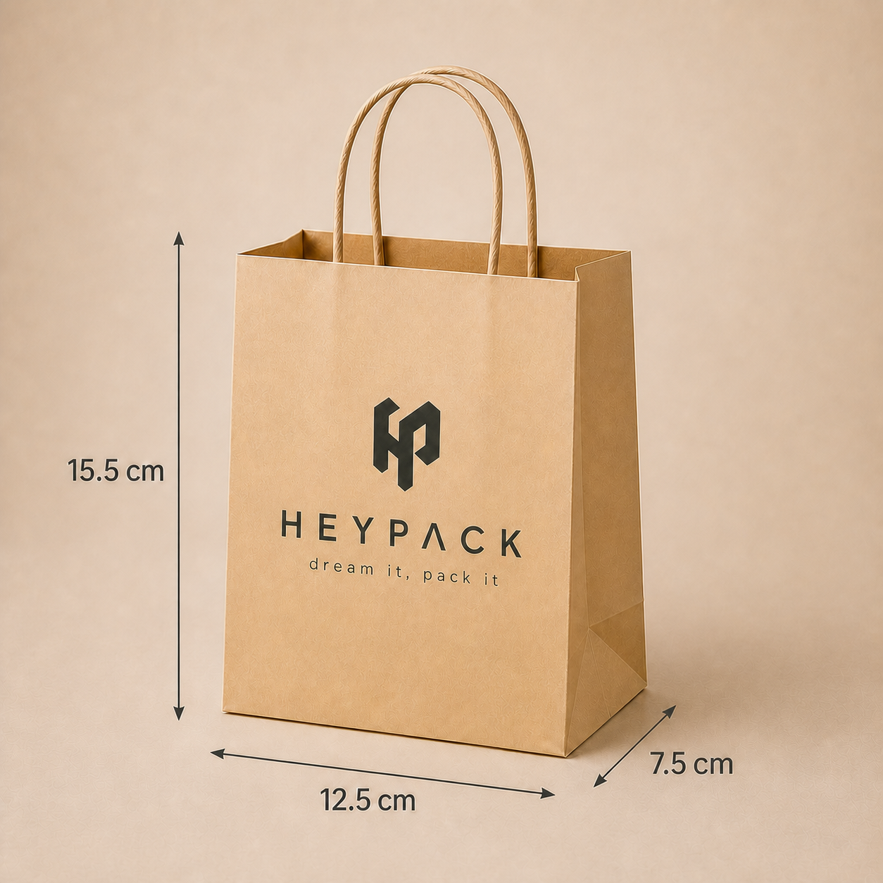 Round Cord Handle Paper Carrier Bag — 10 size no12 12.5x7.5x15.5cm heypack