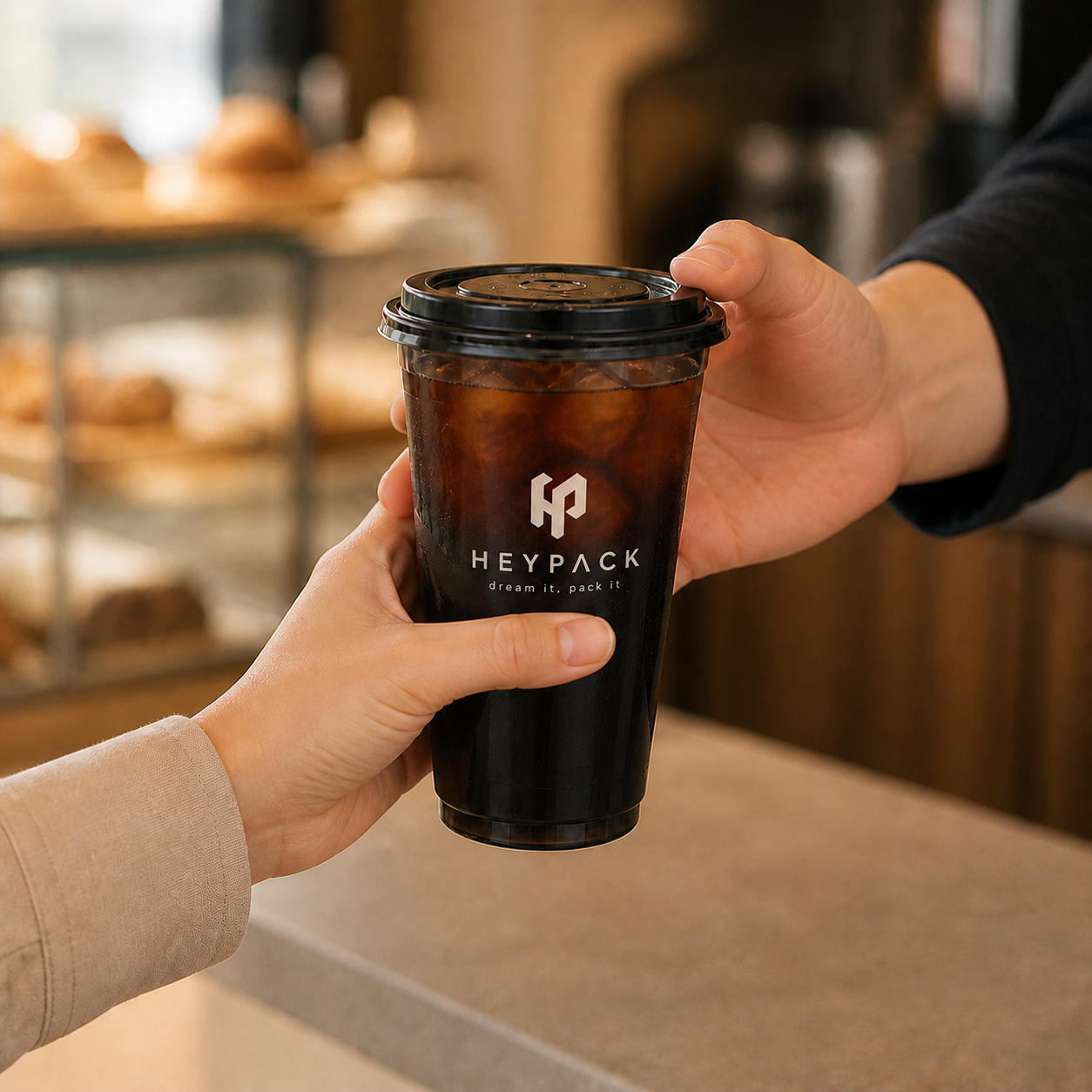 Smoke-Black Plastic Cold Cup — 11 application takeaway handoff heypack white