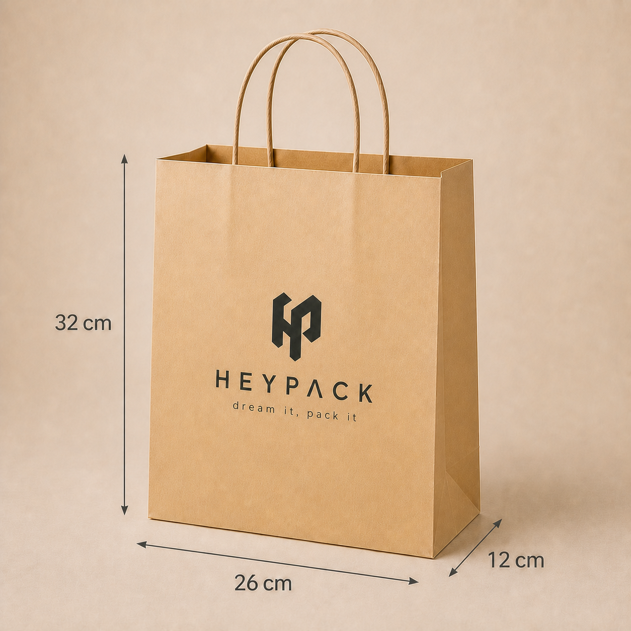 Round Cord Handle Paper Carrier Bag — 11 size no6 26x12x32cm heypack