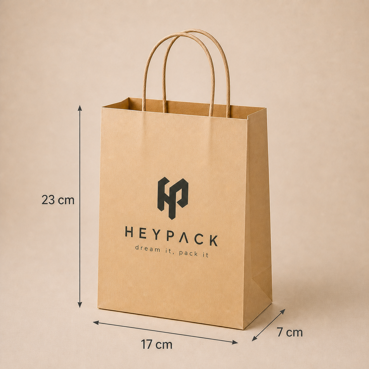Round Cord Handle Paper Carrier Bag — 12 size no7 17x7x23cm heypack