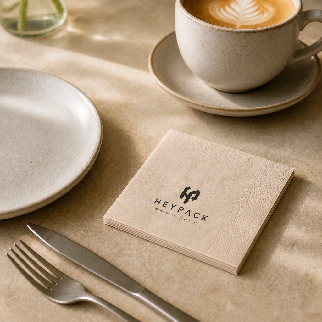 Custom Wood-Pulp Paper Napkin — 13 application cafe table setting heypack