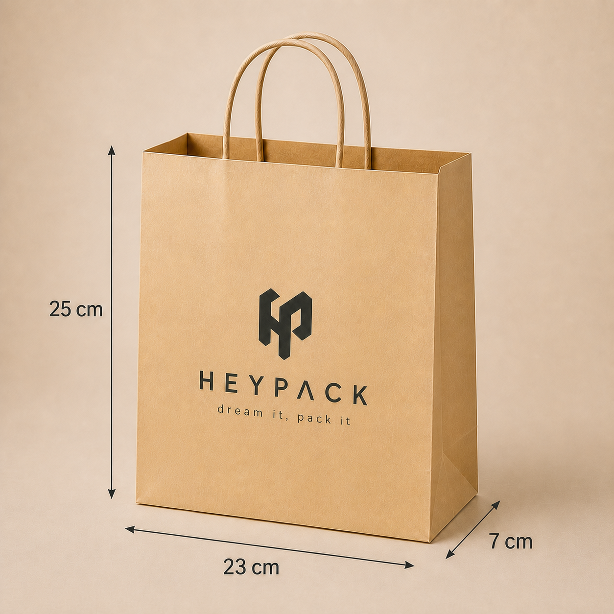 Round Cord Handle Paper Carrier Bag — 13 size no13 23x7x25cm heypack