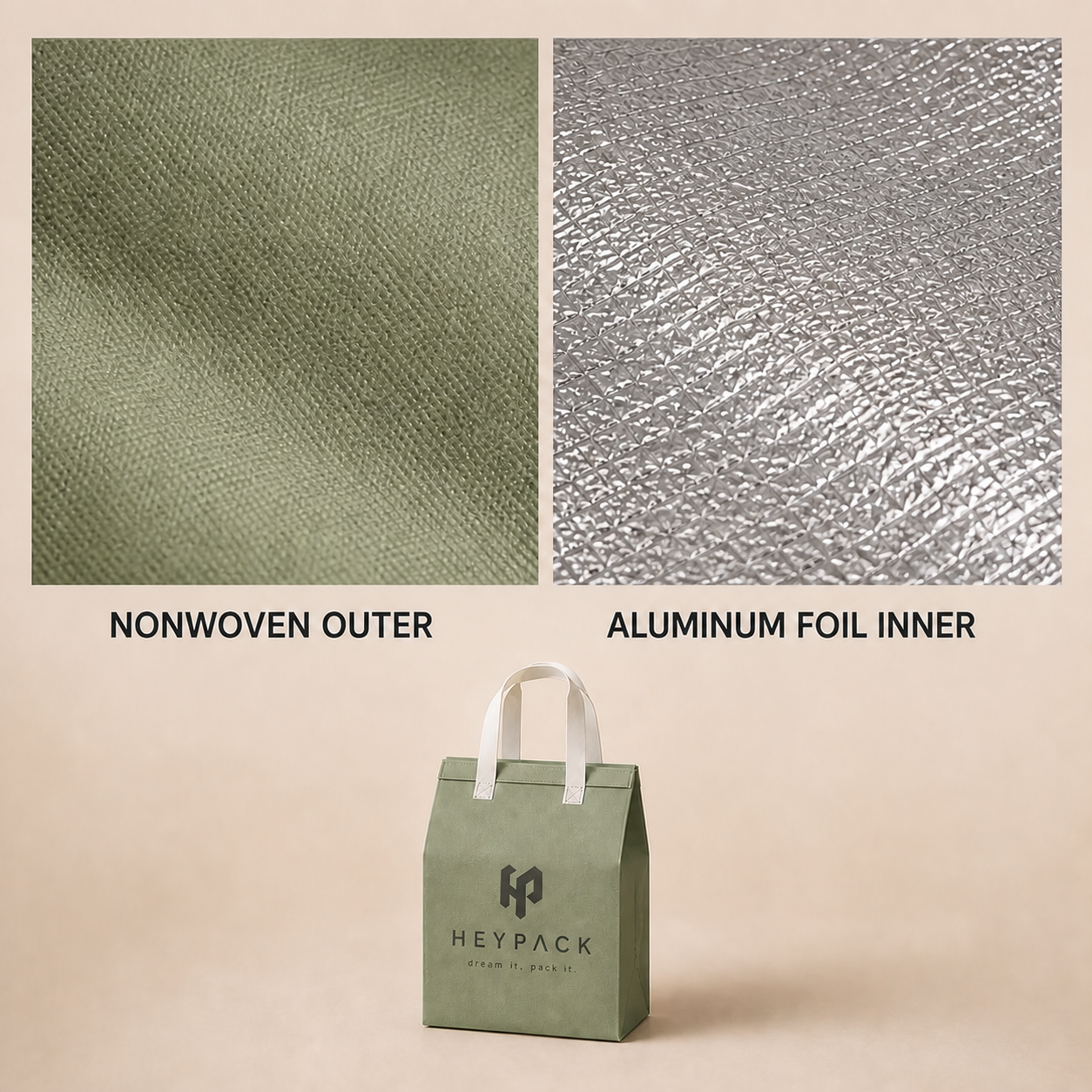 Foil-Lined Non-Woven Insulated Takeaway Bag — 14 materials nonwoven and aluminum foil heypack v1