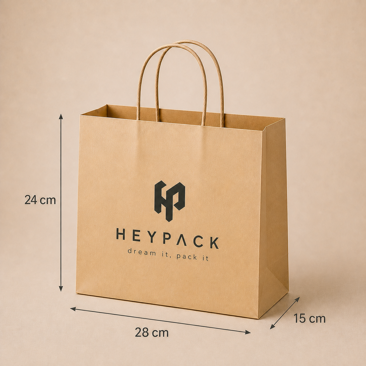Round Cord Handle Paper Carrier Bag — 15 size small2 28x15x24cm heypack