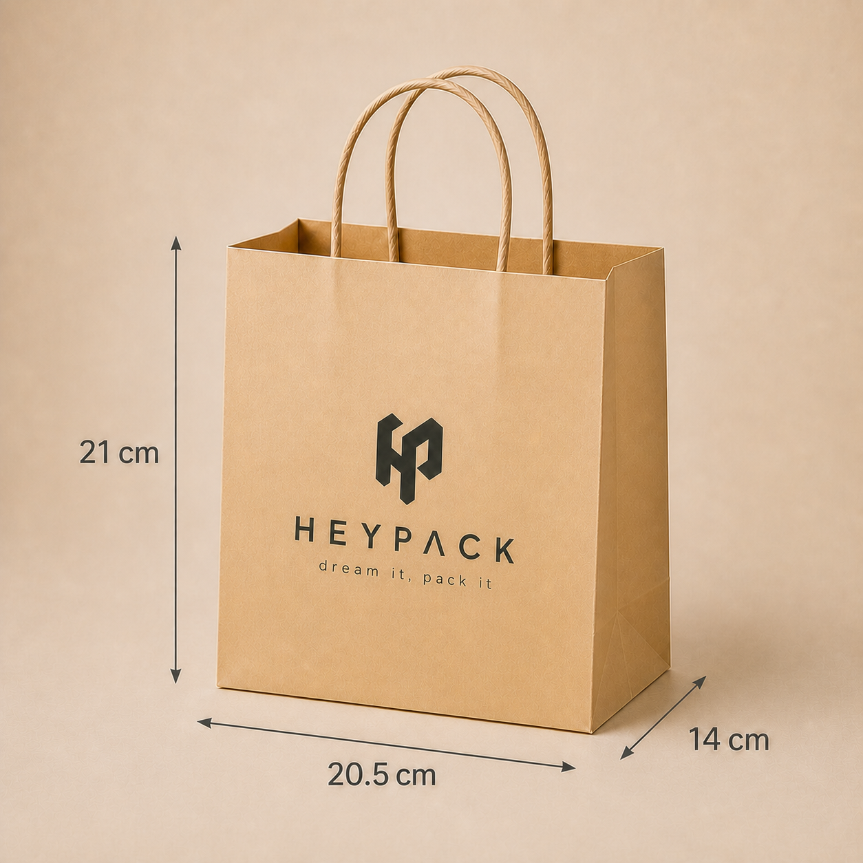 Round Cord Handle Paper Carrier Bag — 16 size small3 20.5x14x21cm heypack