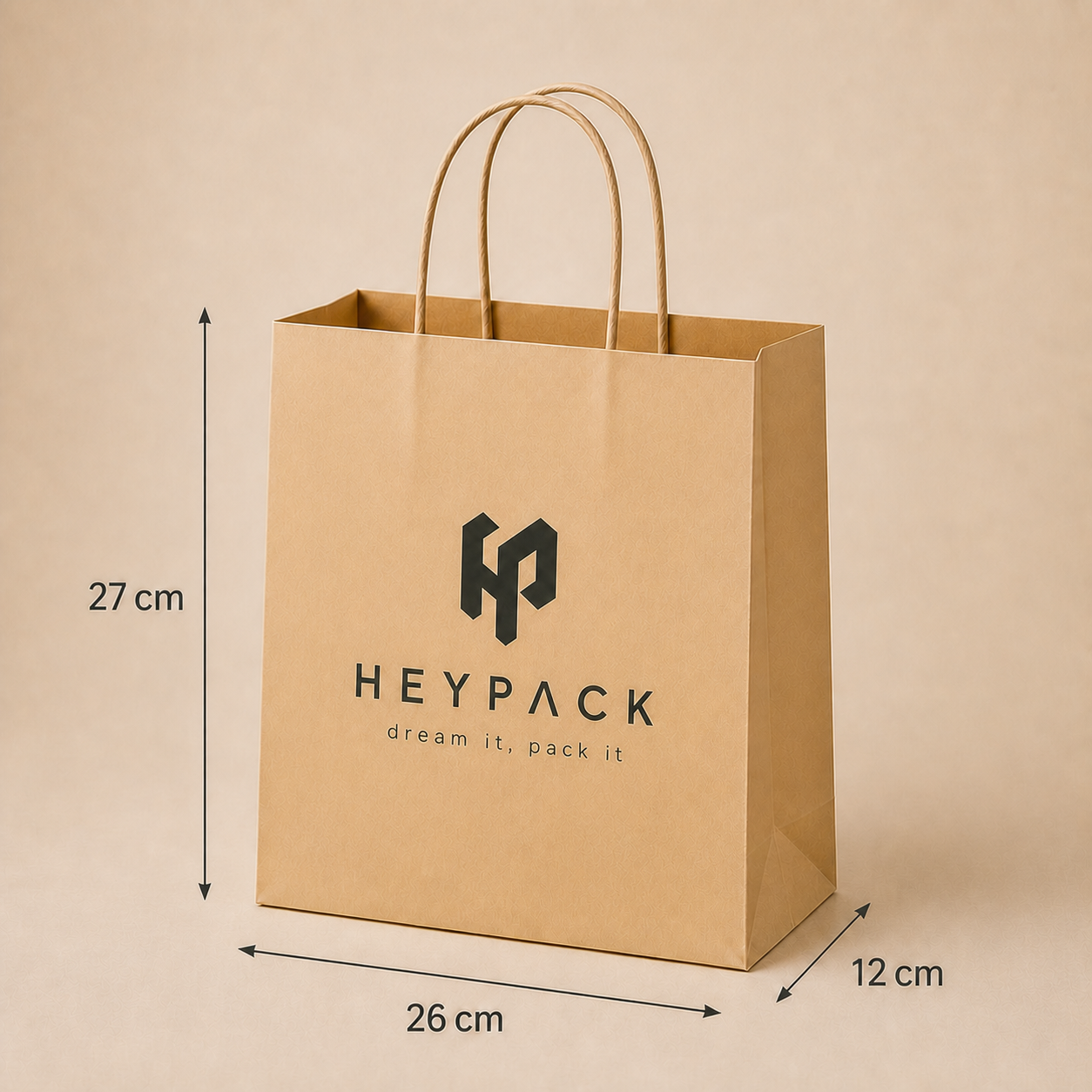 Round Cord Handle Paper Carrier Bag — 17 size small6 26x12x27cm heypack