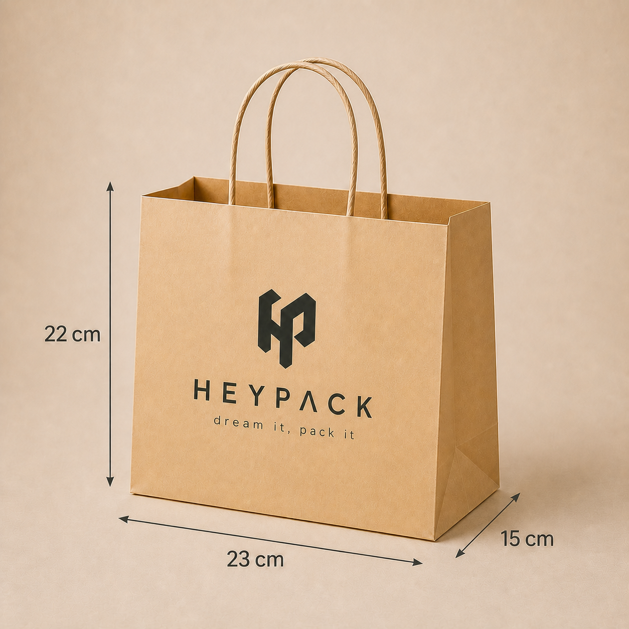 Round Cord Handle Paper Carrier Bag — 18 size small9 23x15x22cm heypack
