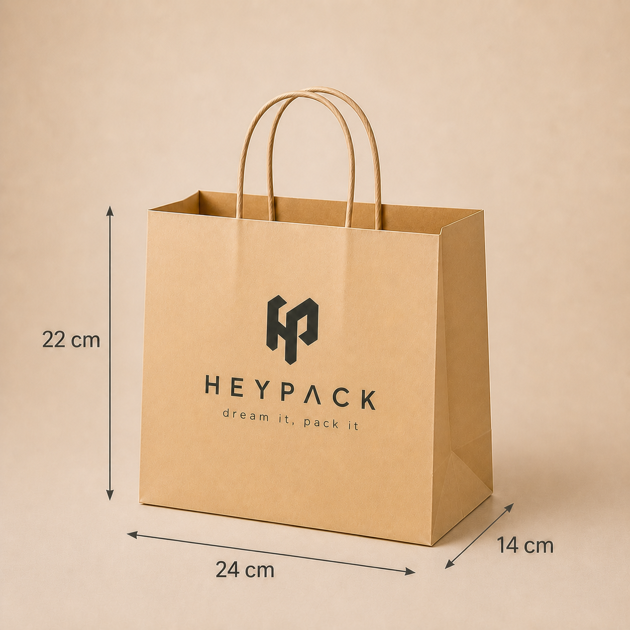 Round Cord Handle Paper Carrier Bag — 19 size small11 24x14x22cm heypack
