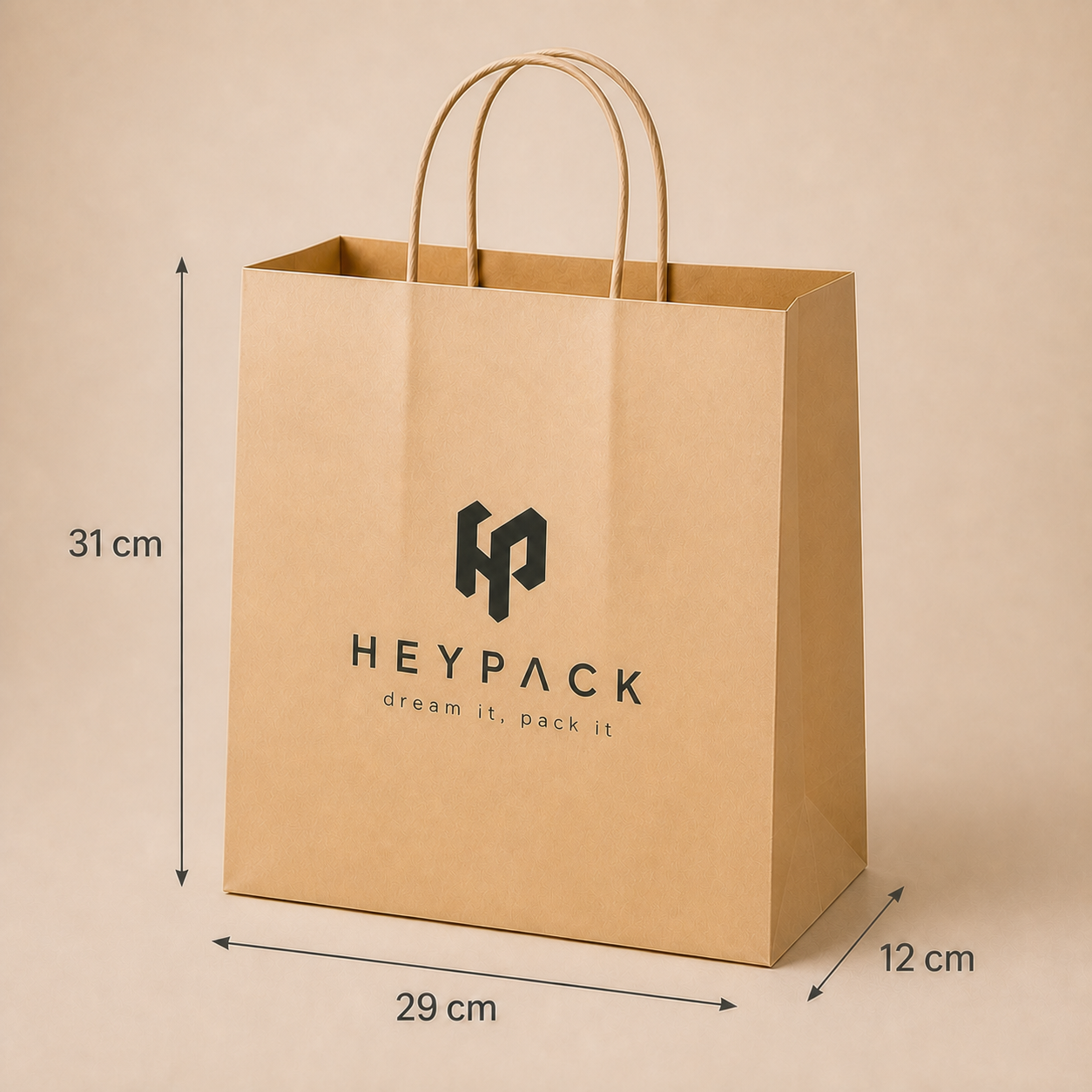 Round Cord Handle Paper Carrier Bag — 23 size no38 29x12x31cm heypack