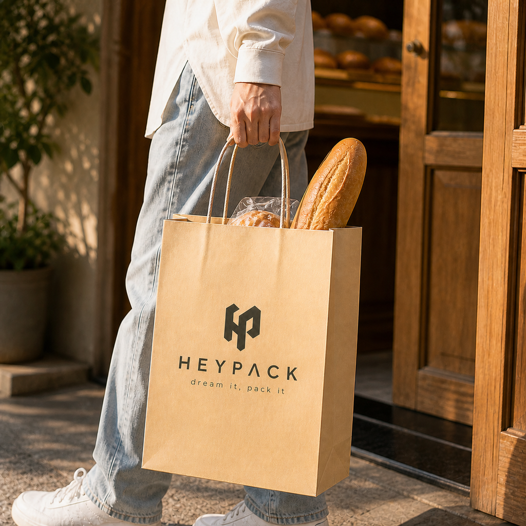 Round Cord Handle Paper Carrier Bag — 28 application customer carrying bread heypack