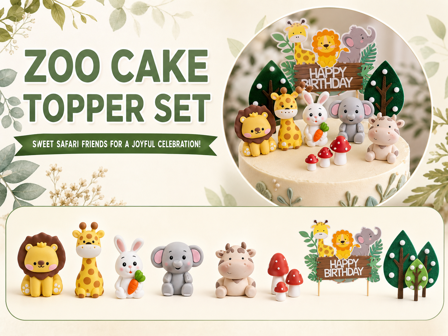 Zoo Crew Cake Decoration Kit — Woodland Animals Edition